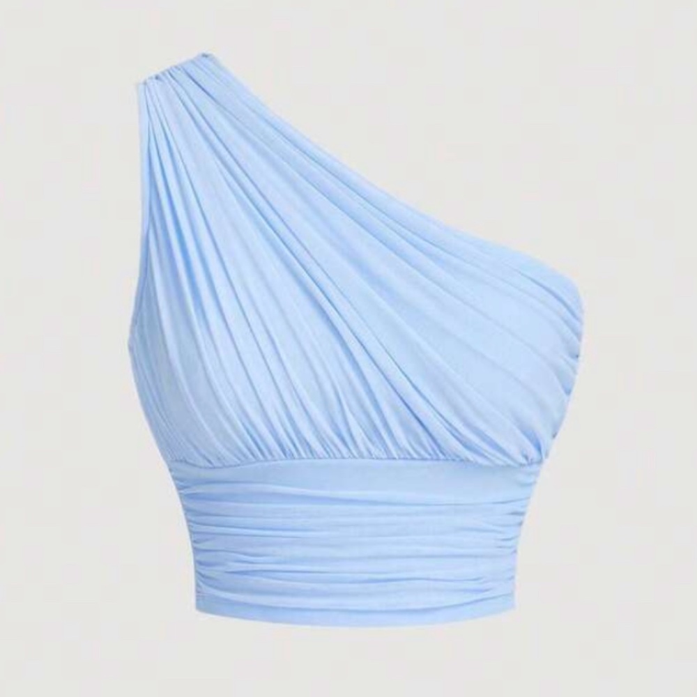 SHEIN MOD One Shoulder Ruched Crop Top